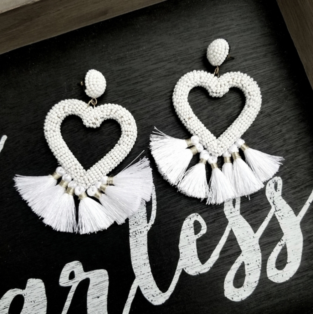 Love speaks tassel earrings